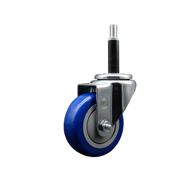 3.5'' SS Blue Poly Wheel Swivel 3/4'' Expanding Stem Caster